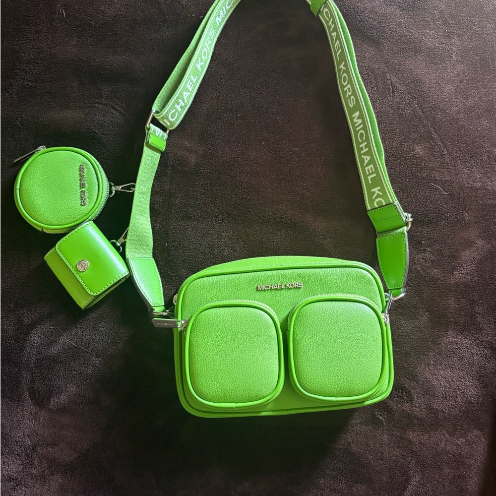 Michael Kors Bright Green Crossbody with Coin Pouch